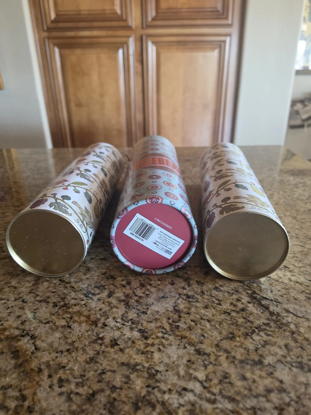 Celebrate Patterned Decorative Bottle Storage Tubes - Gift Giving Set/3 EUC
